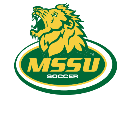 MSSU Soccer logo, stacked color variant, cell 72