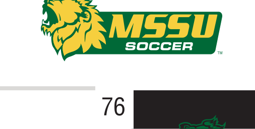 MSSU Soccer logo, horizontal color variant, cell 75