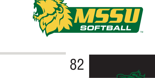MSSU Softball logo, horizontal color variant, cell 81