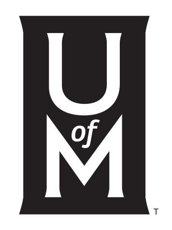 University of Memphis lettermark, U of M, black/white variant, cell 34