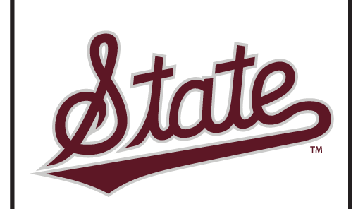 State script wordmark, maroon text, white outline variant, cell 11