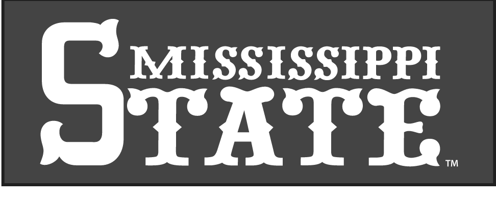 Mississippi State Wordmark, stacked, white/black variant