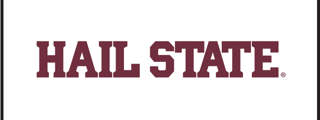 HAIL STATE wordmark, maroon variant, cell 27