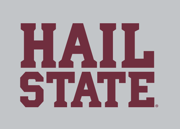 HAIL STATE stacked wordmark, maroon variant, cell 32