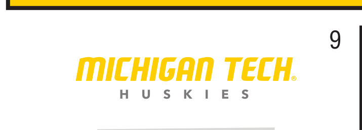 MICHIGAN TECH. HUSKIES wordmark, yellow and black variant, cell 90