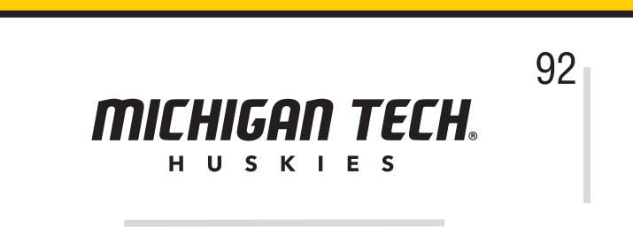 MICHIGAN TECH. HUSKIES wordmark, black variant, cell 92