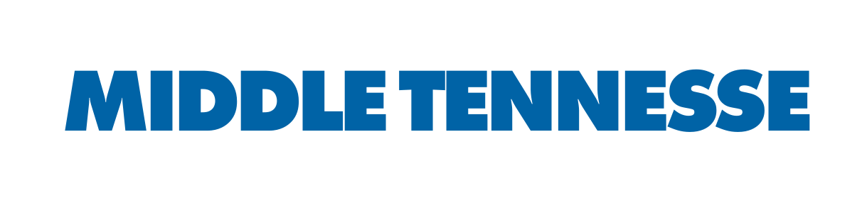 Middle Tennessee wordmark, blue variant, cell 6