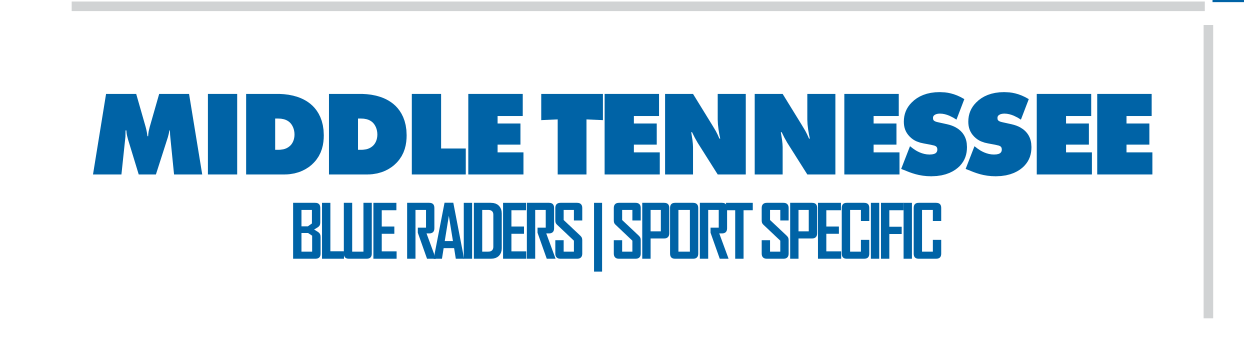 Middle Tennessee Blue Raiders sport specific wordmark, blue variant, cell 8