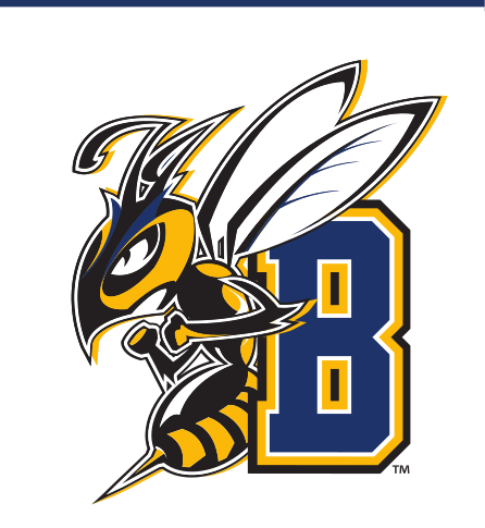 MSUB Athletics mascot B lockup, color variant, cell 7