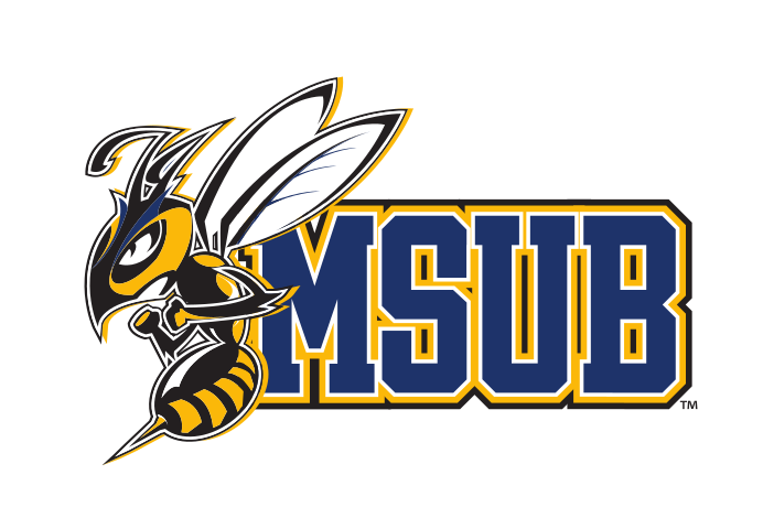 MSUB Athletics mascot wordmark lockup, color variant, cell 9