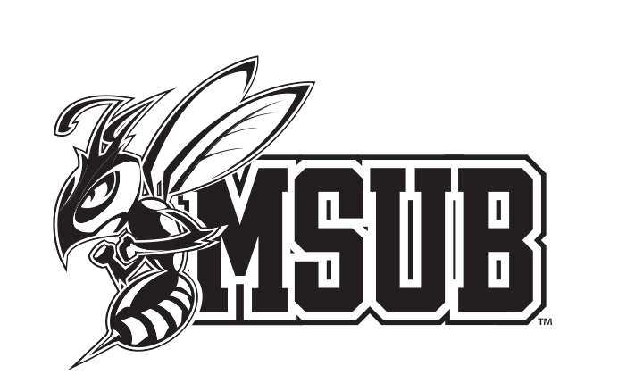MSUB Athletics mascot wordmark lockup, black variant, cell 10