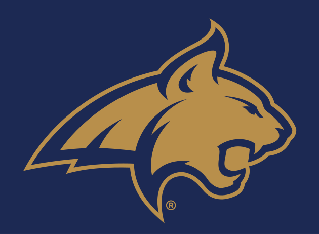 bobcat head, gold outline on blue variant, cell 4