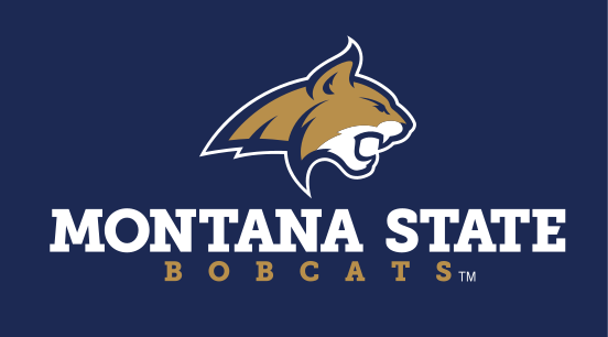 Montana State Bobcats lockup, horizontal full color on blue variant, cell 7