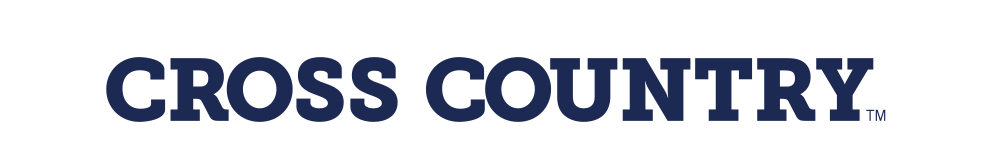 CROSS COUNTRY wordmark, blue variant, cell 34