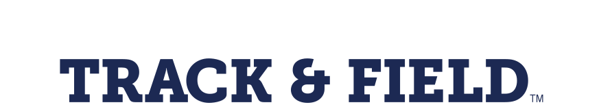 TRACK & FIELD wordmark, blue variant, cell 44
