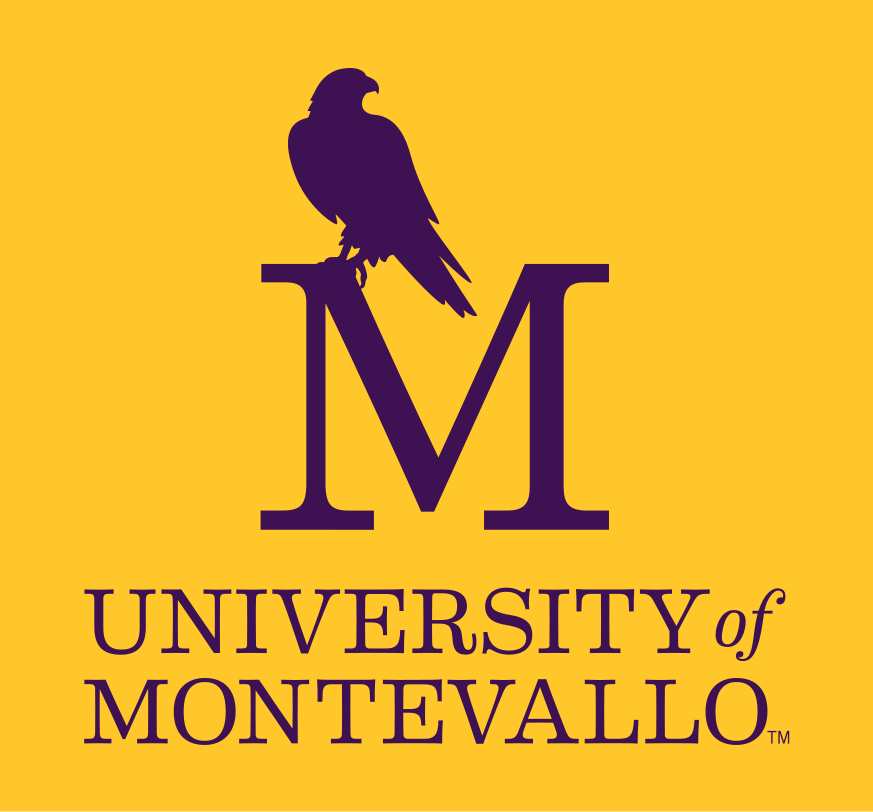 University of Montevallo institutional logo, purple on gold variant, cell 10