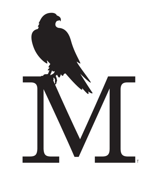 lettermark M with bird, black on white variant, cell 20