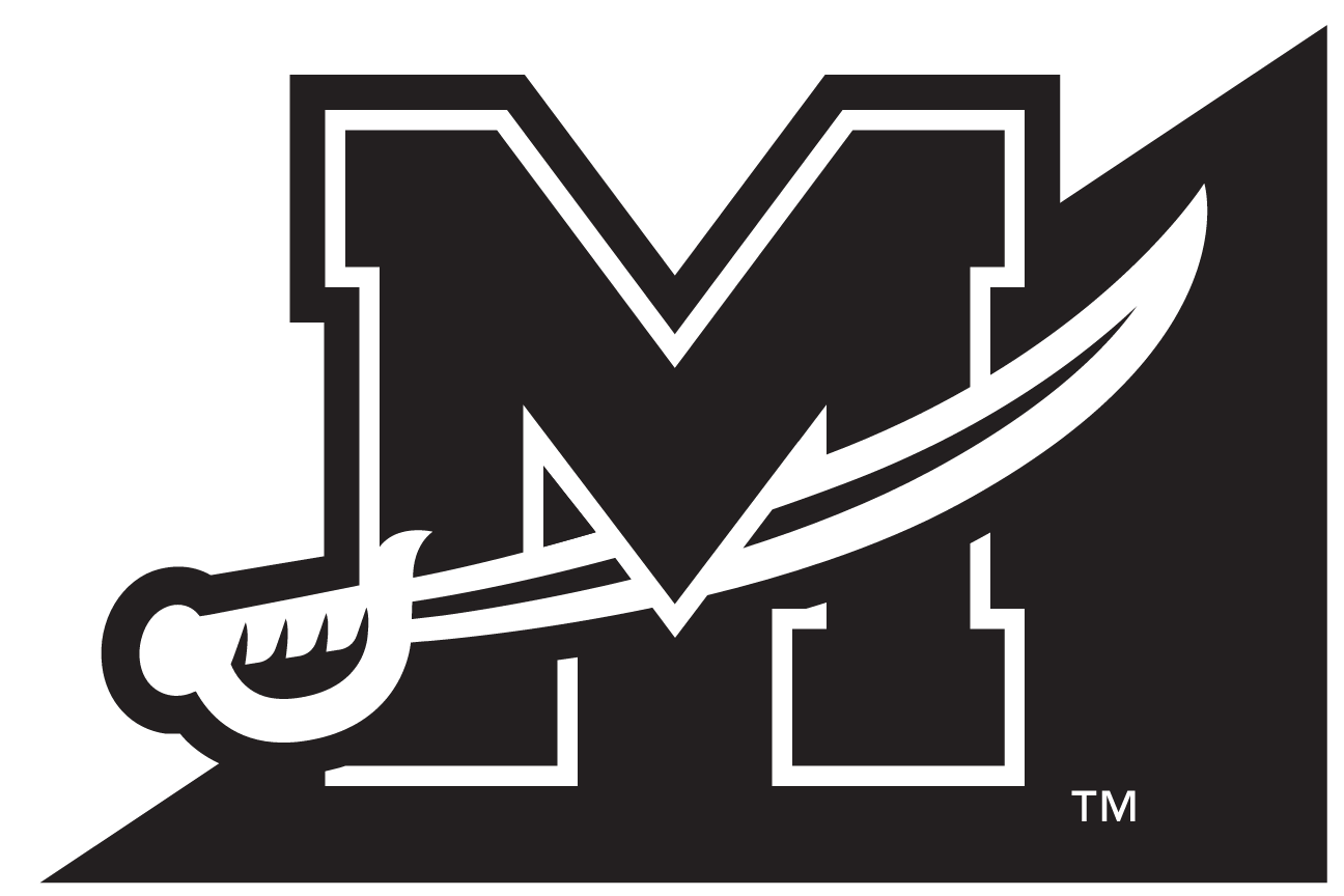 Secondary Mark M with sword, white on split background variant, cell 9