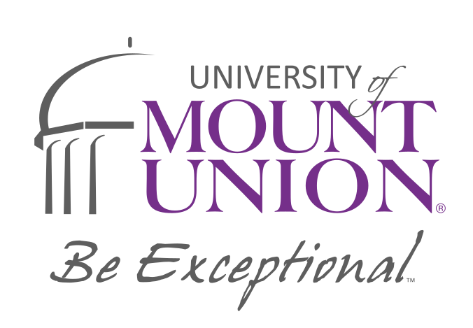 University of Mount Union logo with tagline, purple and grey variant, cell 255