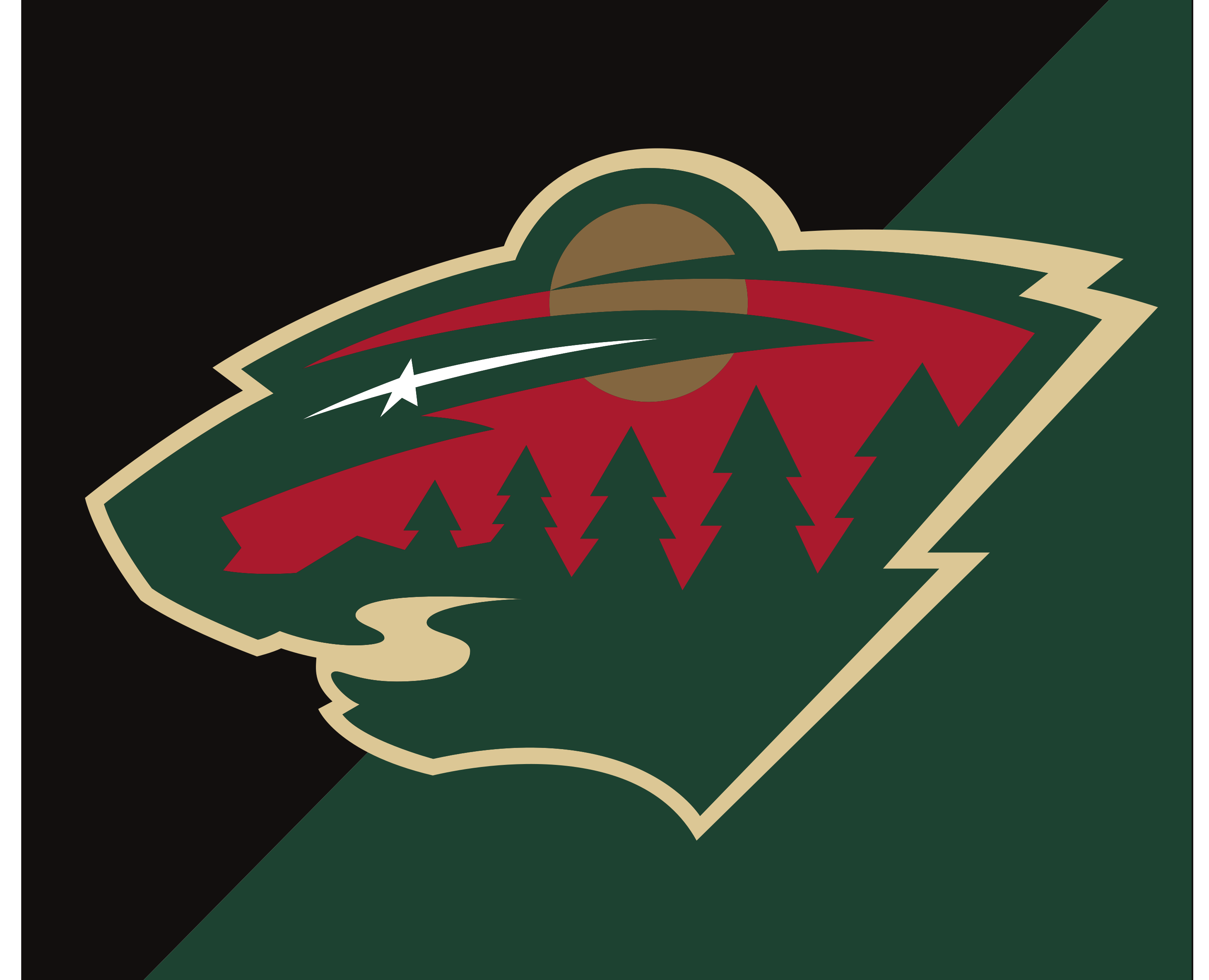 Minnesota Wild primary logo, full color without R on dark green background variant