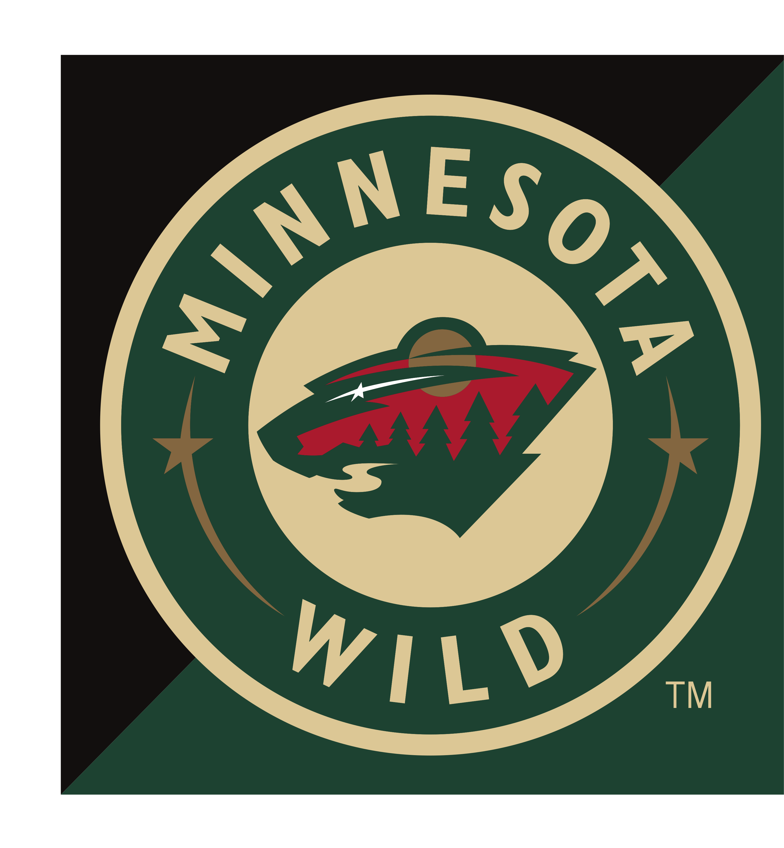 Minnesota Wild secondary logo, full color with trademark symbol, split background variant
