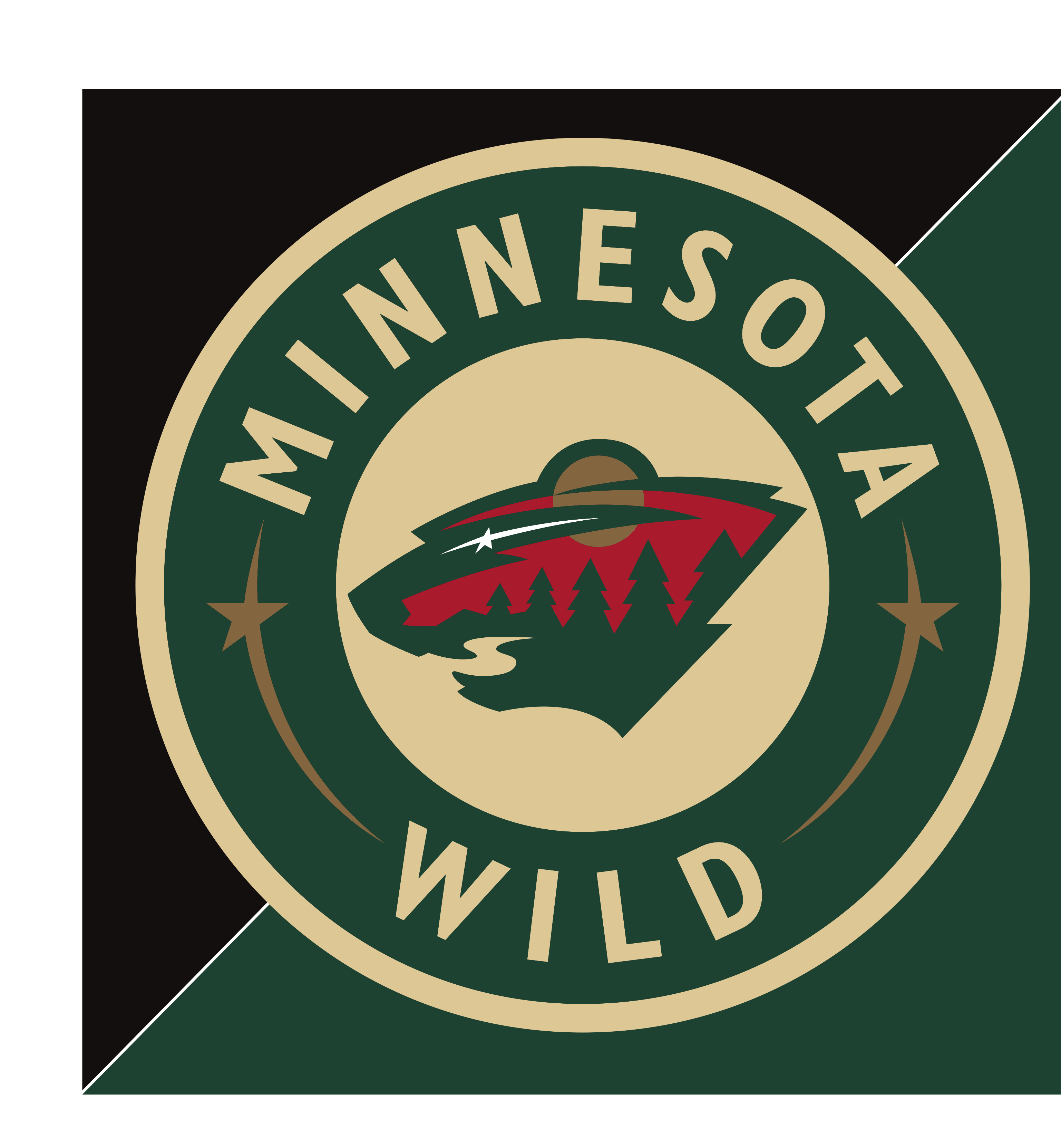 Minnesota Wild secondary logo, full color without trademark symbol, split background variant