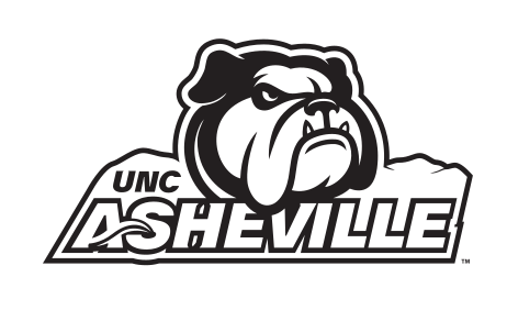 Bulldog head with UNC Asheville wordmark, black and white on white variant, cell 3