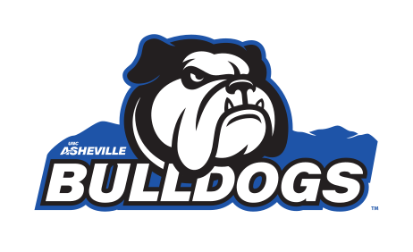 Bulldog head with Asheville Bulldogs wordmark, color on white variant, cell 9
