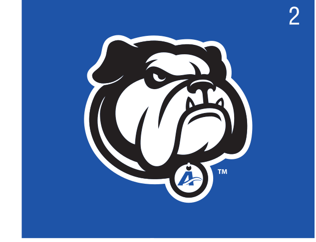 Bulldog head, color on blue variant, cell 21