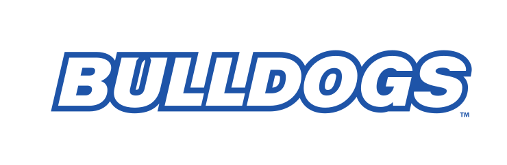 Bulldogs wordmark, blue outline variant, cell 42