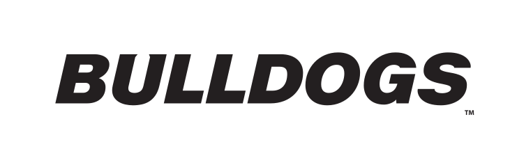 Bulldogs wordmark, black solid variant, cell 46