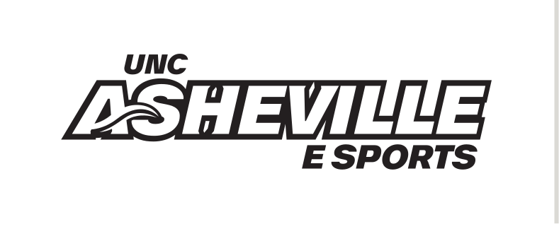 UNC Asheville E Sports wordmark, black with white outline variant, cell 89