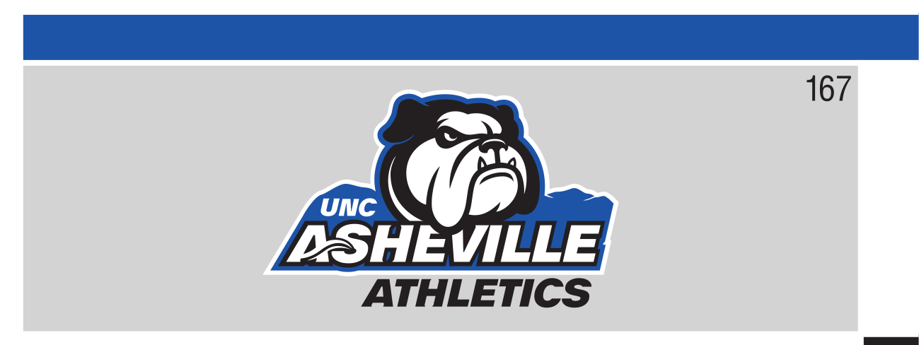 UNC Asheville Athletics mascot logo, color on grey variant, cell 167