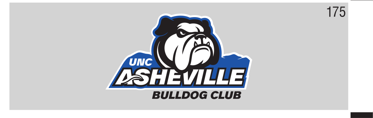 UNC Asheville Bulldog Club mascot logo, color on grey variant, cell 175