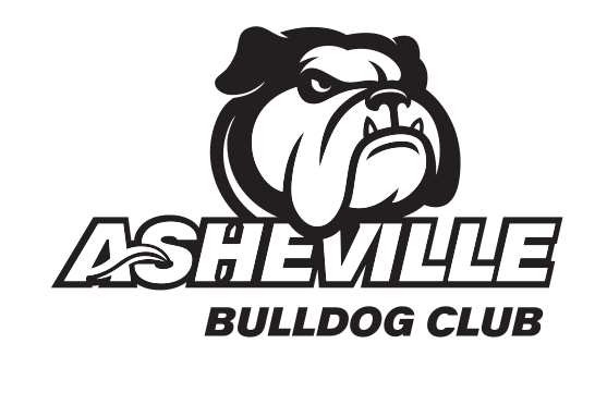 UNC Asheville Bulldog Club mascot logo, black/white variant, cell 179