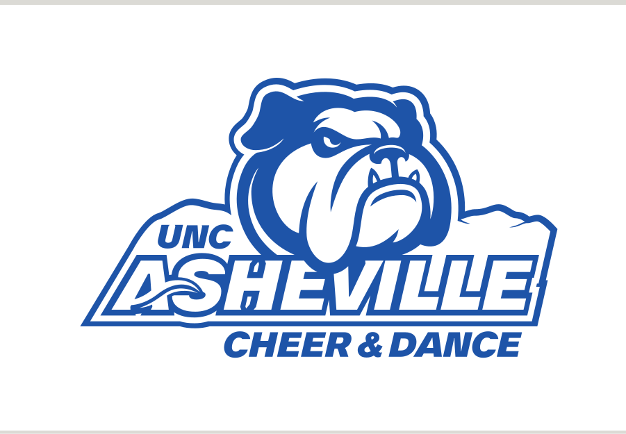 UNC Asheville Bulldog, Cheer & Dance, blue outline variant, cell 205