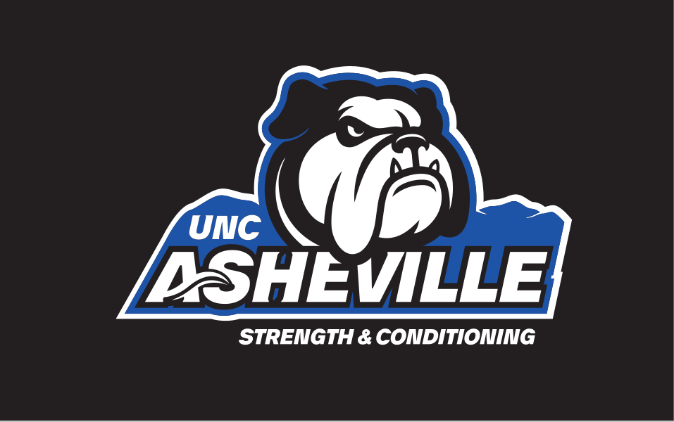 UNC Asheville Bulldog, Strength & Conditioning, full color, white text variant, cell 292