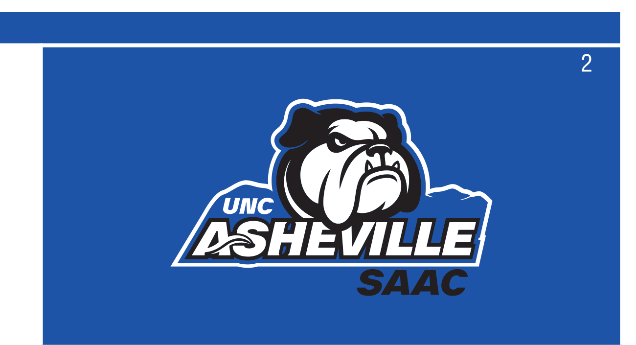 UNC Asheville Bulldog with SAAC wordmark, full color on blue variant, cell 266