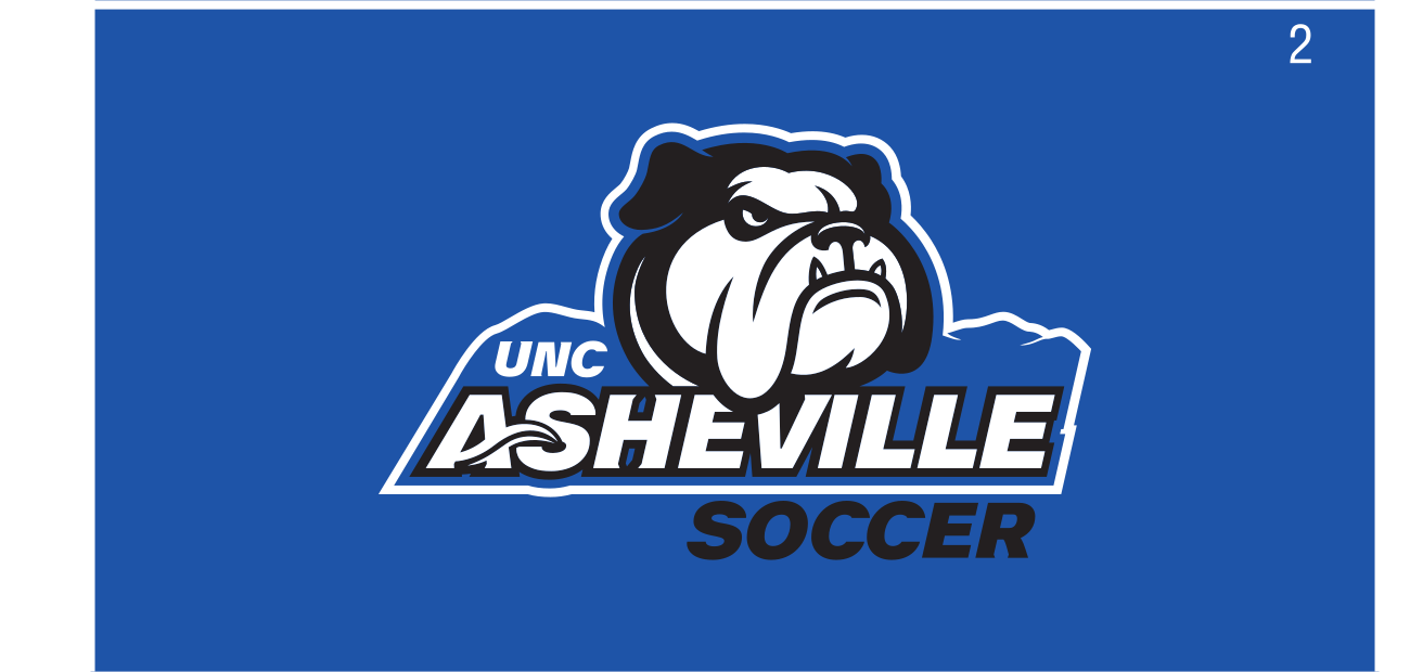 UNC Asheville Bulldog with SOCCER wordmark, full color on blue variant, cell 274