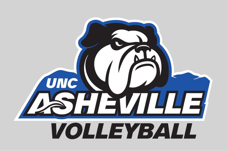 Bulldog head with UNC Asheville and Volleyball, full color variant, cell 319