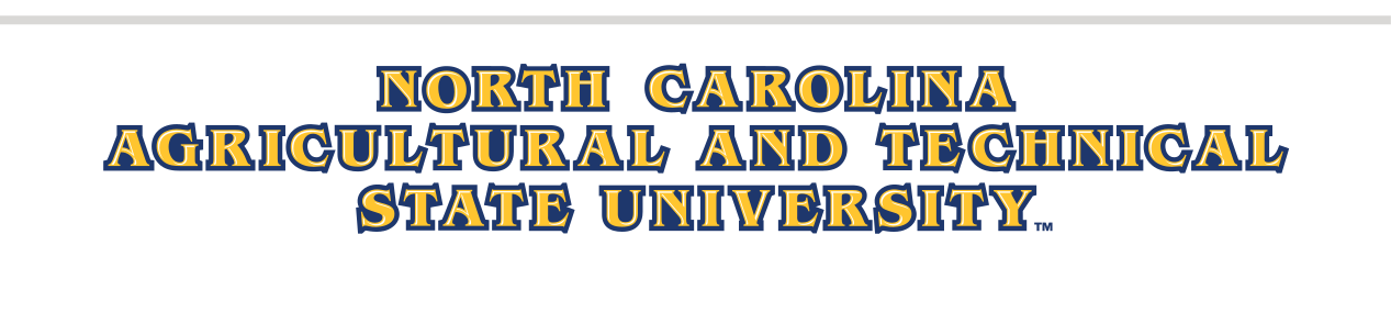 Wordmark NORTH CAROLINA AGRICULTURAL AND TECHNICAL STATE UNIVERSITY, full color variant, cell 28