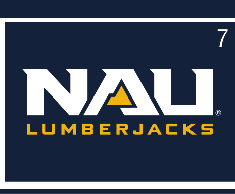 NAU LUMBERJACKS lockup, white/gold on blue variant, cell 7