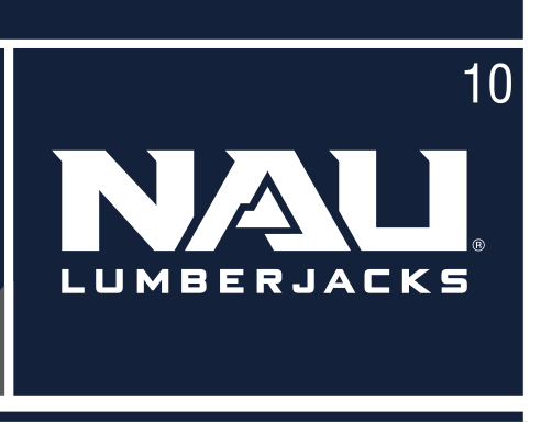 NAU LUMBERJACKS lockup, white on blue variant, cell 10