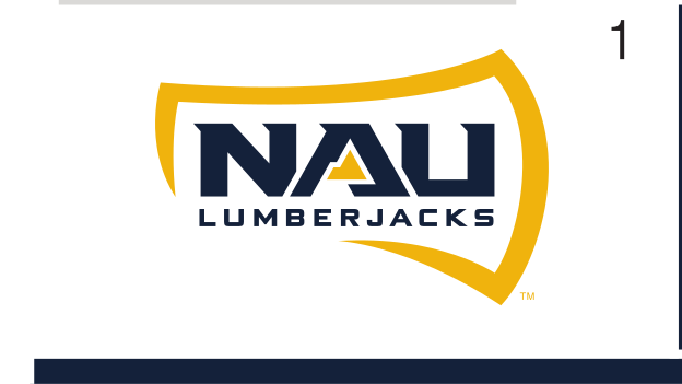 NAU LUMBERJACKS shield lockup, blue/gold on white variant, cell 16