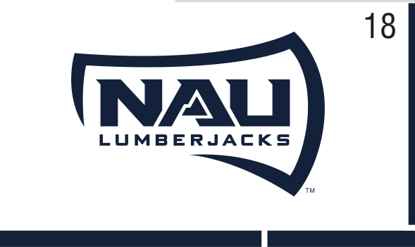 NAU LUMBERJACKS shield lockup, blue on white variant, cell 18