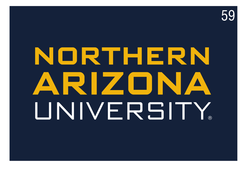 Northern Arizona University wordmark, stacked gold on blue variant, cell 59