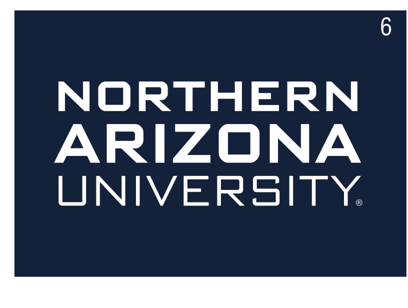 Northern Arizona University wordmark, stacked white on blue variant, cell 61