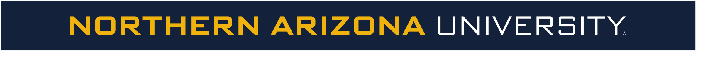 Northern Arizona University wordmark, horizontal gold on blue variant, cell 62