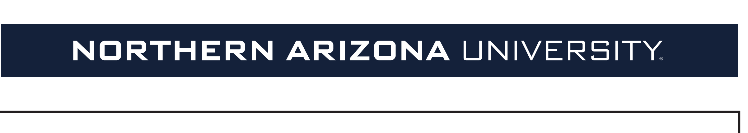 Northern Arizona University wordmark, horizontal white on blue variant, cell 64