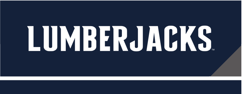 LUMBERJACKS wordmark, white on blue variant, cell 32